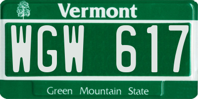 VT license plate WGW617