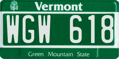 VT license plate WGW618
