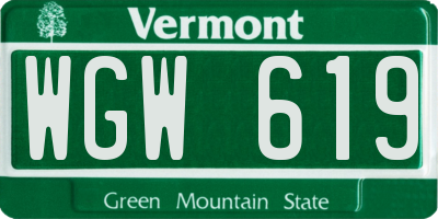 VT license plate WGW619