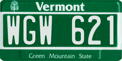 VT license plate WGW621