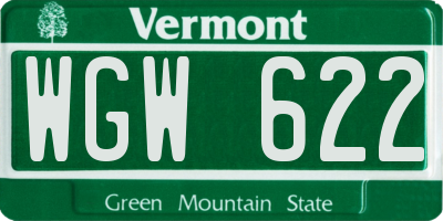 VT license plate WGW622