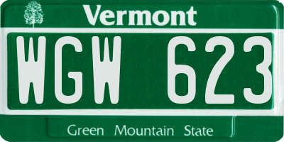 VT license plate WGW623