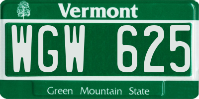 VT license plate WGW625