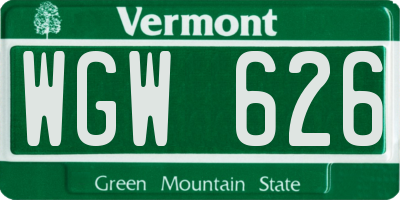 VT license plate WGW626