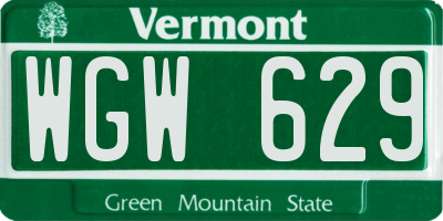 VT license plate WGW629