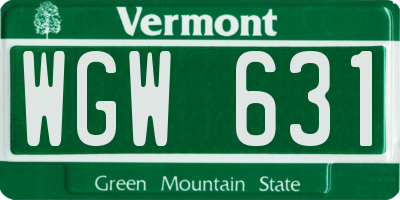 VT license plate WGW631
