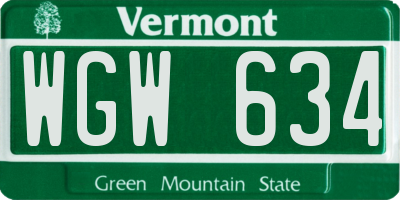 VT license plate WGW634