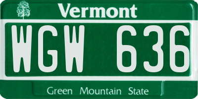 VT license plate WGW636