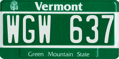 VT license plate WGW637