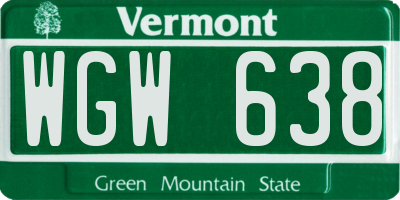 VT license plate WGW638