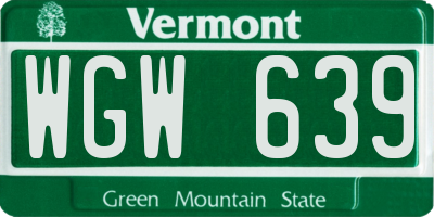VT license plate WGW639