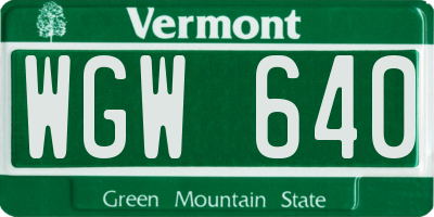 VT license plate WGW640