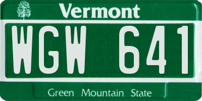 VT license plate WGW641