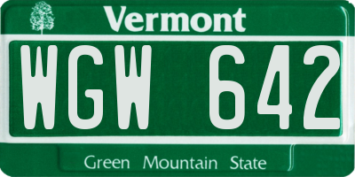 VT license plate WGW642
