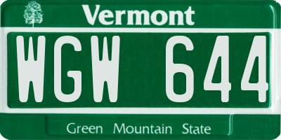 VT license plate WGW644