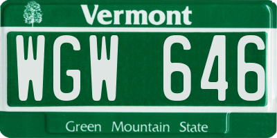VT license plate WGW646