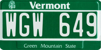 VT license plate WGW649