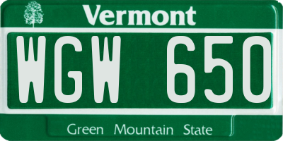 VT license plate WGW650