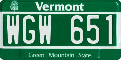 VT license plate WGW651