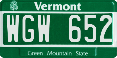 VT license plate WGW652