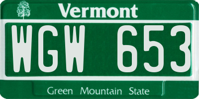 VT license plate WGW653