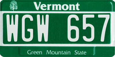 VT license plate WGW657