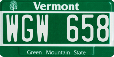 VT license plate WGW658