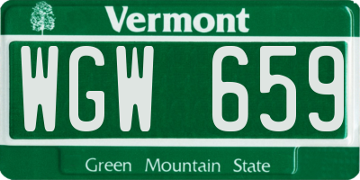 VT license plate WGW659