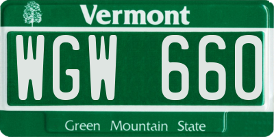VT license plate WGW660