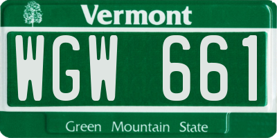 VT license plate WGW661