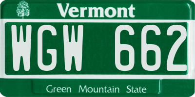 VT license plate WGW662