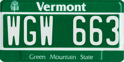 VT license plate WGW663