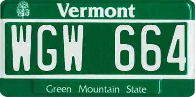 VT license plate WGW664