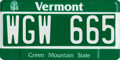 VT license plate WGW665