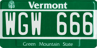 VT license plate WGW666