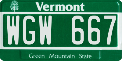 VT license plate WGW667