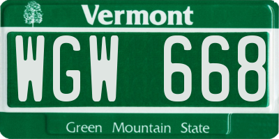 VT license plate WGW668