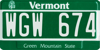 VT license plate WGW674
