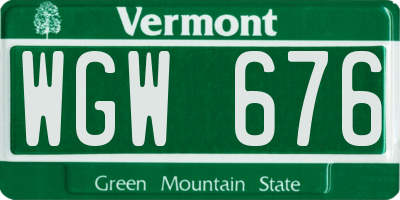 VT license plate WGW676