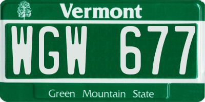 VT license plate WGW677