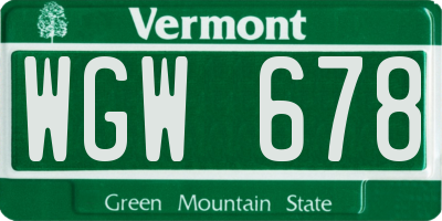 VT license plate WGW678