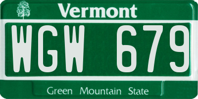 VT license plate WGW679