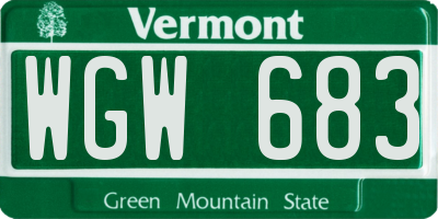 VT license plate WGW683