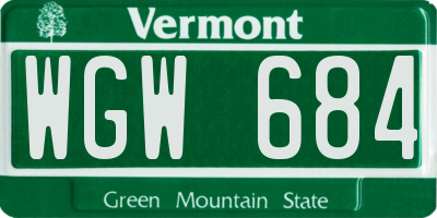 VT license plate WGW684