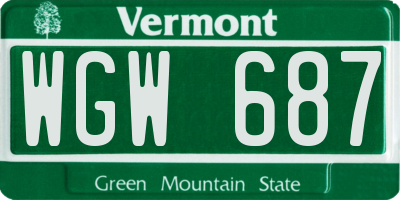 VT license plate WGW687