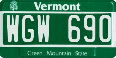 VT license plate WGW690