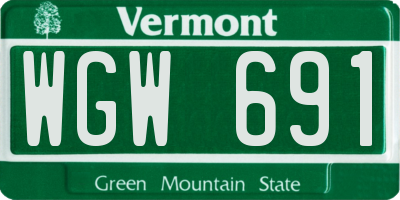 VT license plate WGW691