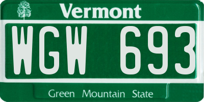 VT license plate WGW693