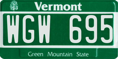 VT license plate WGW695