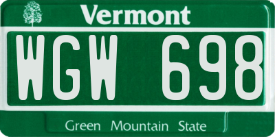VT license plate WGW698